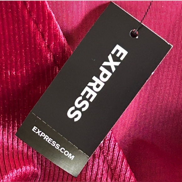 NWT Express Tie Front Velour Wrap Top Burgundy V Neck Holidays Size S - Picture 7 of 10